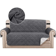 BellaHills Thick Velvet Sofa Covers, Plush Couch Cover for 2 Cushions, Sofa Slipcover, Protection from Pets, Dogs with Non-Slip Bottom and Wider Elastic Band (2 Seater, Grey)