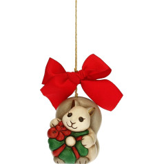 THUN - Christmas Decoration Squirrel with Large Garland - Ceramic - Christmas Line - Living Room Decoration - 5.3 x 4.5 x 6.3 cm H