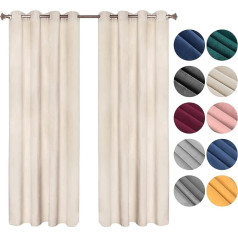 WOLTU #1892-2 Blackout Curtain Opaque Velvet Curtains with Eyelets 2 Pieces Thermal Curtain Eyelet Curtain 300 g/m² Heavy Blackout Curtains Lightproof for Bedroom Living Room