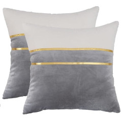 Tosleo Set of 2 Cushion Covers Cotton Linen Cover Velvet 60 x 60 cm Decorative Cushion Covers Splicing Decorative Grey Decorative Cushion Covers Luxury for Bedroom Sofa Garden Bed Couch Chair