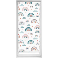 Blindecor Easy No Drilling Required Printed Translucent Venetian Blind, Digital Print, Rainbow Blue, 60 x 150 cm (width x height), Fabric Size 57 x 145 cm