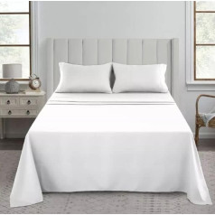Luxury 200 Thread Count 100% Egyptian Cotton Premium Hotel Quality Wrinkle and Fade Resistant Super Soft Flat Sheet - Non Iron Easy Care Flat Sheet (White, Double)