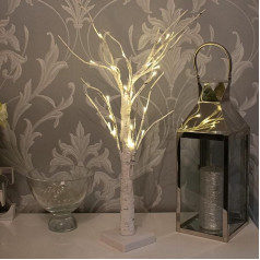 TRIXES White LED Artificial Tree for Christmas, Easter, Halloween, Home Decoration & More - Battery Operated Decoration / Lamp for Indoor Use - White Birch in Wood Look with LED Lights in the Branches