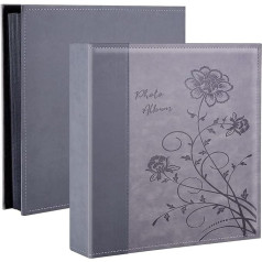 Miaikoe Photo Album, 15.2 x 10.2 cm, 600 Photos Slip-In Leather Cover, Wedding Family Picture Albums for 600 Horizontal and Vertical 10 x 15 cm Landscape Photos (Grey)