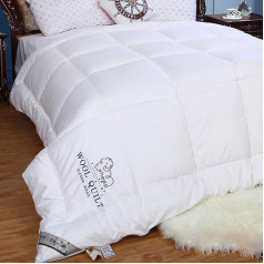 Woolous Duvet 200 x 230 cm Wool Duvets with Australian Wool Filling, Super Warm, Soft, Fluffy Winter Blanket, 4 Seasons Duvets (Ivory White)