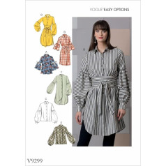 Vogue Patterns 9299E5 9299 E5 Damen Oberteil und Gürtel, Tissue, Mehrfarbig, 15 x 0.5 x 22 cm