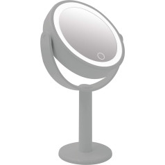 Anika 67039 LED Cosmetic Mirror | Bathroom/Make-Up/Bedroom Mirror | 360° Rotation | 5x Magnification | Grey Colour | Battery Operated | 31cm x 18.5cm x 10.5cm