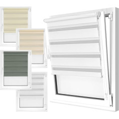 npluseins double roller blind in 4 colours and in 8 sizes – with clamp fastening on the window frame and fixed support rail – easy 3-step installation