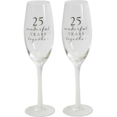 Set von 2 Happy 25th Jahrestag Hochzeit Glas Champagner Flöten In Geschenkbox