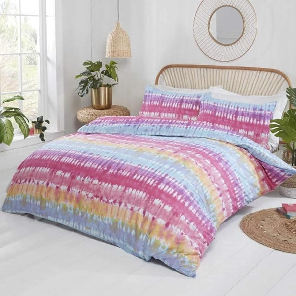 Rapport Home Tie Dye Duvet Cover Set, Polycotton, Multi-Colour, Double