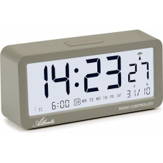 Atlanta Wireless Alarm Clock Digital Alarm Clock LCD Snooze Light Silent No Ticking 3 Alarm Times Alarms Grey – 1879-4