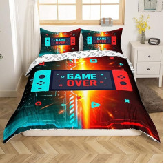 Sunnybed Gamer Bedding Sets for Boys Gaming Comforter Cover 135 x 200 cm Children's Video Games Duvet Cover for Teen Boys Bedroom Reversible Gamepad Controller Gaming Designs Bed Set 2 Pieces
