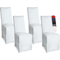 Beautissu Banquet Chair Covers, Set of 4, 45 x 90 cm, Leona Elegant Stretch Covers for Chairs, Elastic Chair Covers in Set with Oeko-Tex Seal in White