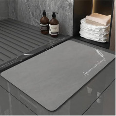 Zuzcher Bathroom Rug Super Absorbent Microfibre Super Absorbent Floor Mat Quick Drying Bath Mat Non-Slip Bath Mat Soft Washable 80 x 50 cm Grey Feather