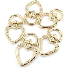 ANCLLO Pack of 20 3/4 Inch External Width Zinc Alloy Heart Shape Rotary Buckles Trigger Spring Key Ring Buckle, Locking Hook Rotary Knob Fashion Clips (Gold)