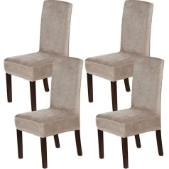 LINGKY Chair Covers, Set of 4, Chair Covers for Dining Room Chairs, Stretch Velvet Chair Protectors, Removable, Washable, Universal Chair Cover for Dining Room, Hotel, Banquet, Party Decoration