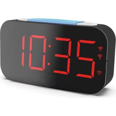 Digital Alarm Clock with 7 Colors Night Light, USB Charger, Adjustable Volume, Dimmer, 12/24 Hour, Snooze, Battery Backup, Simple Alarm Clock for Bedroom, Heavy Sleepers