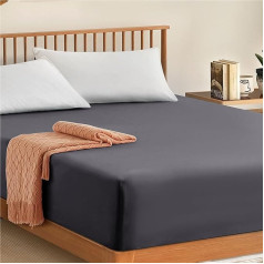My Home Store 100% EGYPTIAN COTTON 300 THREAD COUNT HOTEL QUANTITY 30CM FITTED SHEET (CHARCOAL, DOUBLE)