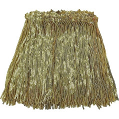 WANYI 5 Yards Sequin Fringe Trim 16cm Wide Sequin Tassel Trim Metallic Leaf Shape Sequin Sewing Lace for Sewing Curtain Cushion Stage Costume Embellishment (Light Gold)