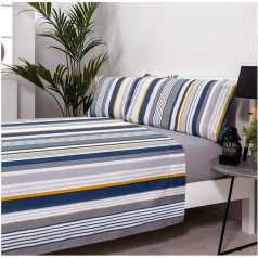 COTTON ARTean ORISOL Bedding Set, White and Grey, 50% Cotton, 50% Polyester, White and Grey, Bed 90 x 190/200 cm