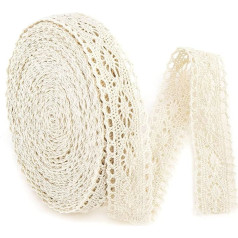 Spitzenbesatz, bestickt, Applikation, Bordüre, Stoff, flach, dünner Ösenstoff für Brille, Hochzeit, Scrapbooking, Verzierungen, dekoratives Bastelbedarf, Breite 2,2 cm, 9,1 m (Stil C, Beige)