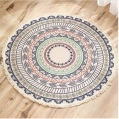 Lanqinglv Round Rug, 80 cm, Bohemian Colourful Psychedelic Rugs, Indian Indoor And Outdoor, Children's Room, Bedroom, Boho, Round Carpet, Patios, Decorative Abstract Art