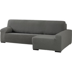 Eysa Cora bi-elastic sofa throw, chaise longue right, front view, colour 06 grey, polyester cotton, 39 x 35 x 19 cm