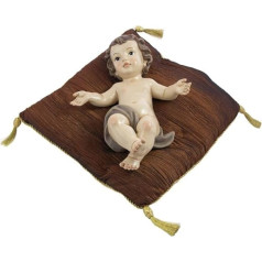 DRW Baby Jesus with Cushion Hand Painted Resin 33 cm 35 x 35 cm