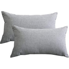 Lutanky Pack of 2 Beautiful Linen Decorative Cushion Covers Soft Rectangle Cushion Cover for Sofa Bedroom Decoration (30 x 50 cm) (Grey, 2 Pieces)