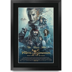 HWC Trading FR A3 Pirates of the Caribbean 5 Dead Men Tell No Tales Jonny Depp Gifts Ducked Poster Signed Autograph Photo for Fans of Film Memorabilia - A3 Framed