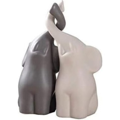 JORSION Creative Decoration Home Decor Animal Jewellery Ceramic Craft Art Figures (Twin Elephant) (Medium)