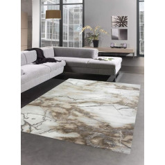 CARPETIA Rug Marble Pattern with Shiny Fibres Brown Beige Silver Size 120 x 170 cm