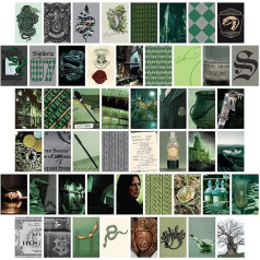CON*QUEST Conquest Journals Harry Potter Slytherin Wall Collage - 50 Unique Official Wizarding World Images - Printed on Premium Quality Matt Finish Card Stock