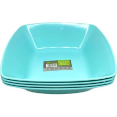 Reusable ECO Unbreakable Colorful Plastic Bowls Square Shatterproof 100% Food Safe Perfect for Camping, Indoor, Outdoor and Picnics (Turquoise, Medium)