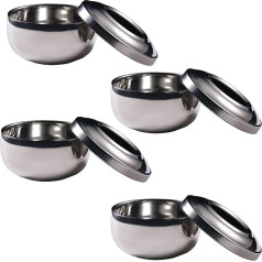 SEJONG COOK 4 Pairs Korean Style Double Walled Rice Bowls with High Strength Stainless Steel Food Grade Stainless Steel Rice Bowl for Family Food Prep 4 Pack