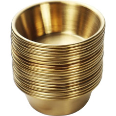20 Pieces Mini Spice Bowls Stainless Steel 65ml Dip Sauce Bowls Sushi Dip Dishes for Custom Serving Condiments Meal Prep Snack Soy Dip (Gold)