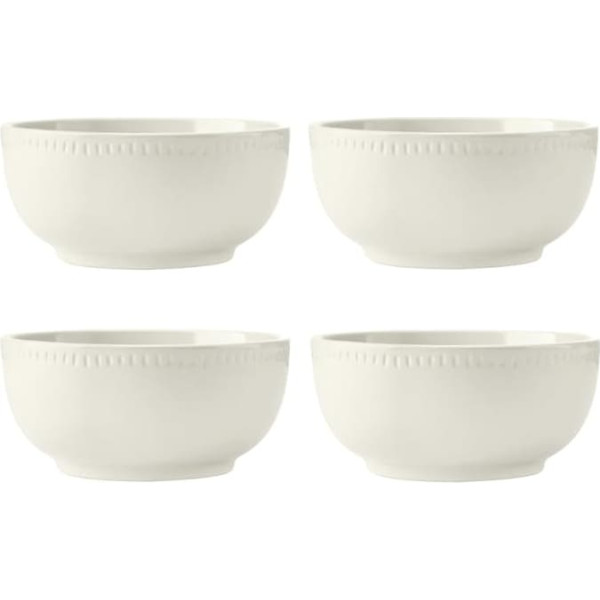 Mikasa Cranborne 4-Piece Cereal Bowls Set, Service for 4, Set of 4 Cream Stoneware Cereal Bowls, 15cm Cream Cereal Bowls - Microwave and Dishwasher Safe