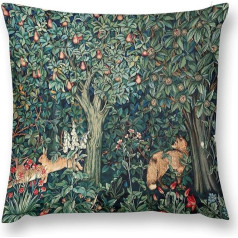 Keebik William Morris Fox Rabbit Flower Forest Decorative Outdoor Velvet Soft Home Decor Living Room Cushion Covers for Bed Couch Car 18 x 18 Inch