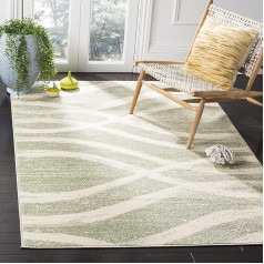 SAFAVIEH Adirondack Collection Modern Wave Distressed Area Rugs for Living Room Dining Room Bedroom - Short Pile, Sage and Cream, 91 x 152 cm