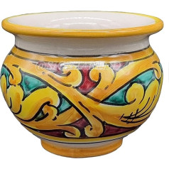 Sicilia Bedda - Vase made of Sicilian Ceramic - Decoration Pig - Handmade Product (Majoliche Green and Red)