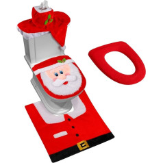 D-FantiX 3D Nose Santa Toilet Seat Cover and Rug Set Funny Christmas Decorations Bathroom Set of 5