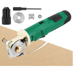 MXBAOHENG Electric Rotary Cutter, Electric Fabric Cutter, Electric Cordless Round Shears for Cutting Fabric, Carpet, Leather, 12 V DC-70 (One Battery & 2 x 70 mm Blade Green)