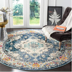 Safavieh Boho Chic Rug for Living Room, Dining Room, Bedroom - Monaco Collection, Short Pile, Purple and Light Blue, 122 x 122 cm
