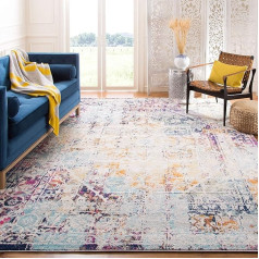 SAFAVIEH Modern Chic Rug for Living Room, Dining Room, Bedroom - Madison Collection Short Pile, Ivory and Aqua, 160 x 229 cm