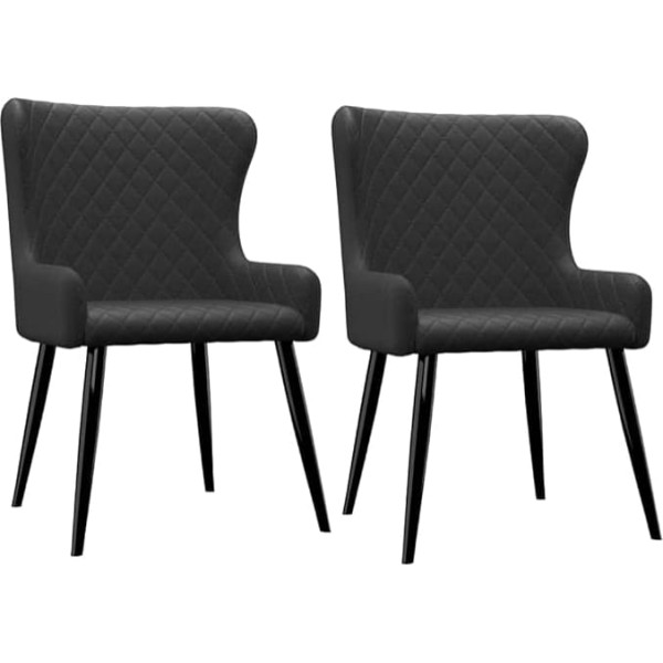 Vidaxl Dining Room Chairs, Set of 2, Dining Room Chairs with Armrests, Dining Chair, Kitchen Chair, Metal Legs, Chair for Dining Room, Kitchen, Black Fabric