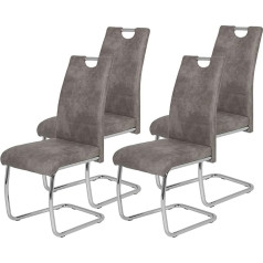 Apollo Flora Swing Dining Chair Set, Vintage Microfibre with Chrome Plated Tubular Frame, 43 x 59 x 98 cm (W x D x H)