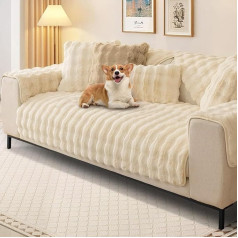 ‎Sour Lemon Sour Lemon Thick Rabbit Plush Sofa Cover for 1 2 3 4 Seater Soft Faux Fur Sofa Covers Universal Non-Slip Sofa Covers for L Shape Corner Sofa 1 2 3 Seater Couch Covers w