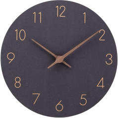 Accshine MDF Wooden Wall Clock Without Ticking Noises Silent Modern 30 cm Quartz Large Battery Operated Wall Clock Easy to Read for Room Home Kitchen Bedroom Office School (Black)