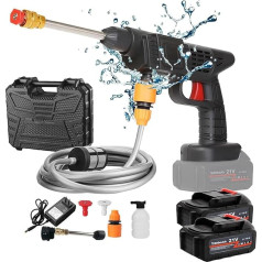 Bestyks Battery Pressure Washer Mobile Pressure Washer 12000 mAh, 21 V 26 Bar Wireless Portable High Pressure Spray Water Gun with 5 m Hose and Accessories Home Electric Car Wash Gun