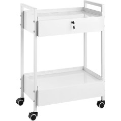 VEVOR Tier Stainless Steel Medical 2 Drawer Rolling Lab White Color Serving Cart with Swivel Castors for Laboratory, Hospital, Dental Care, Salon and Beauty